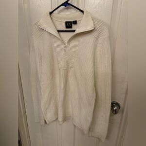 Armani Exchange Cream Knit Half Zip Sweater Size Large